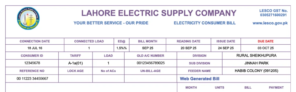 LESCO-Bill-Reference-No